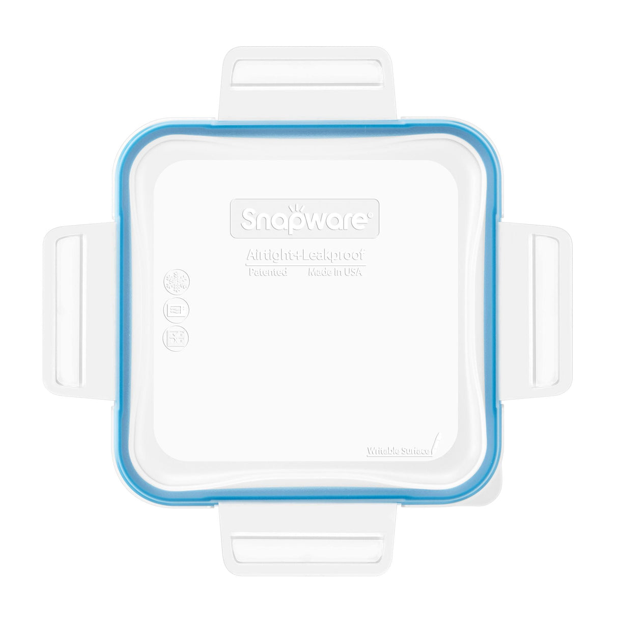 Total Solutions Square Medium Plastic Lid w/ Light Blue Seal