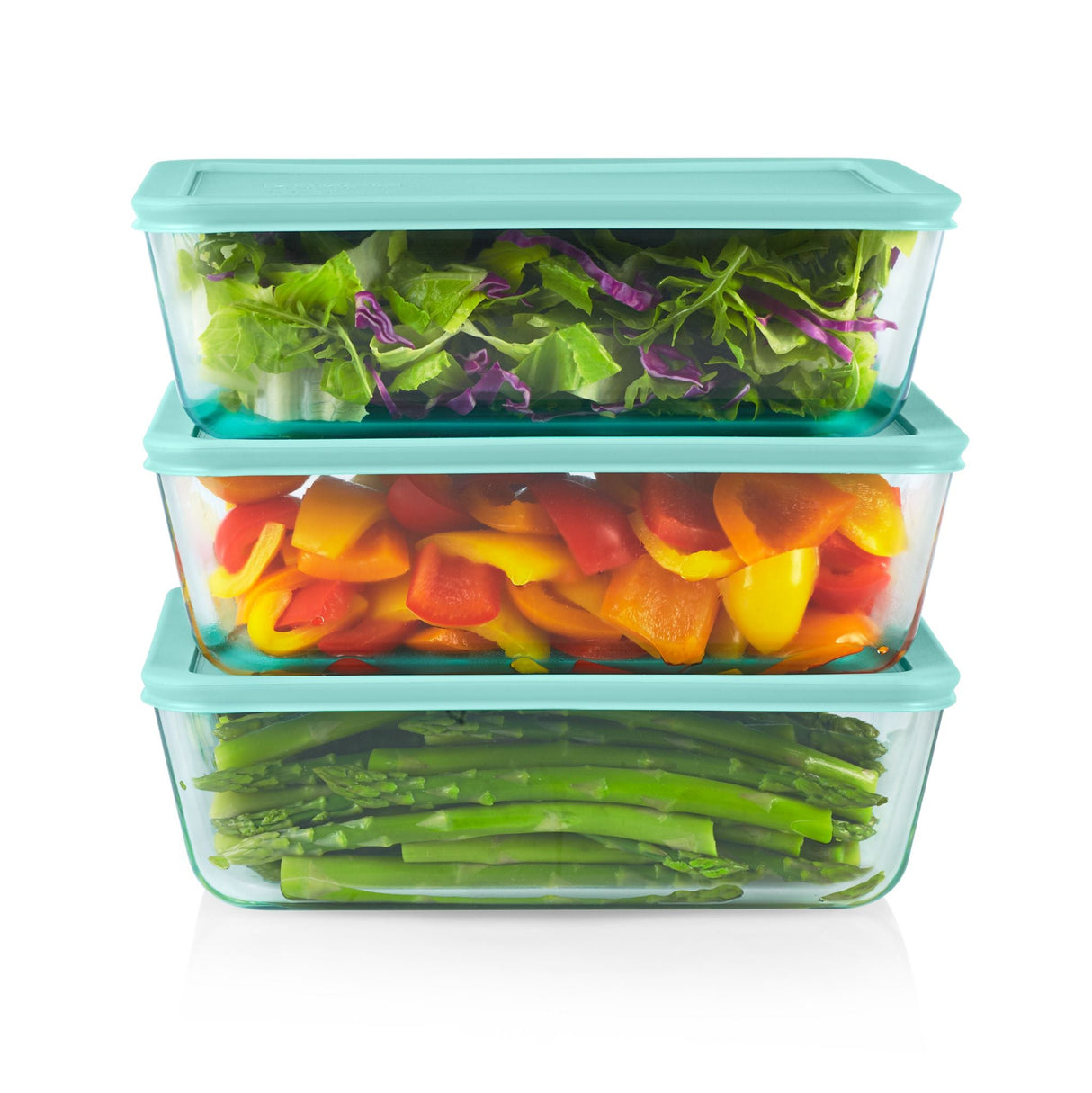 Simply Store® 6-piece Glass Storage Set 11cup storage containers with food inside