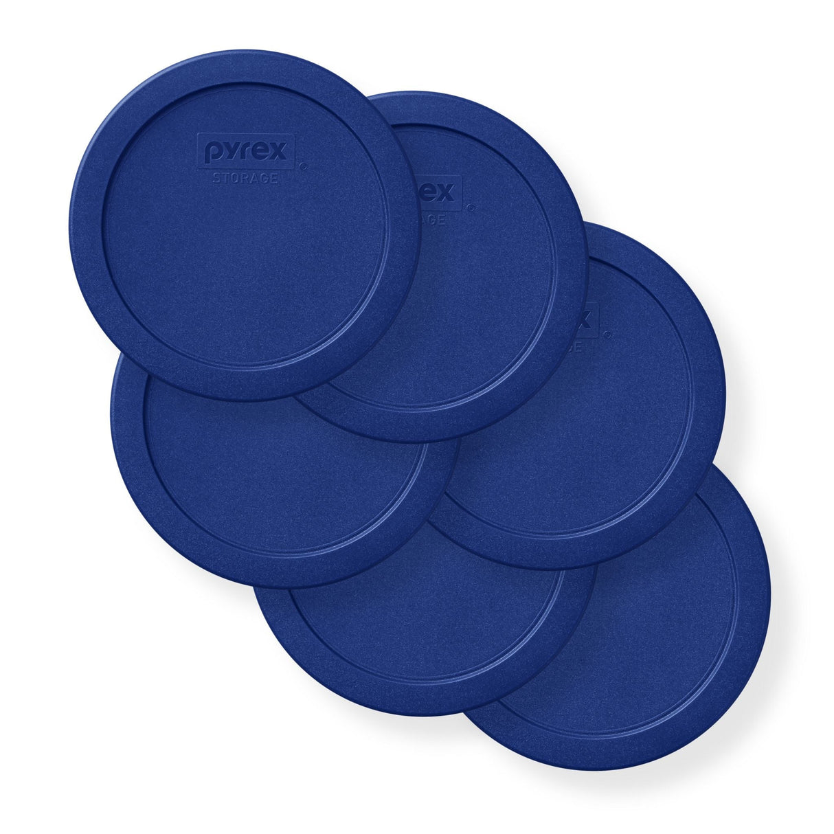 4-cup Round Dark Blue Plastic Lids, 6-pack