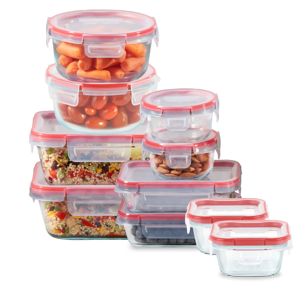 Pyrex® Freshlock™ 20 Piece Glass Storage Set with Airtight Plastic Lids
