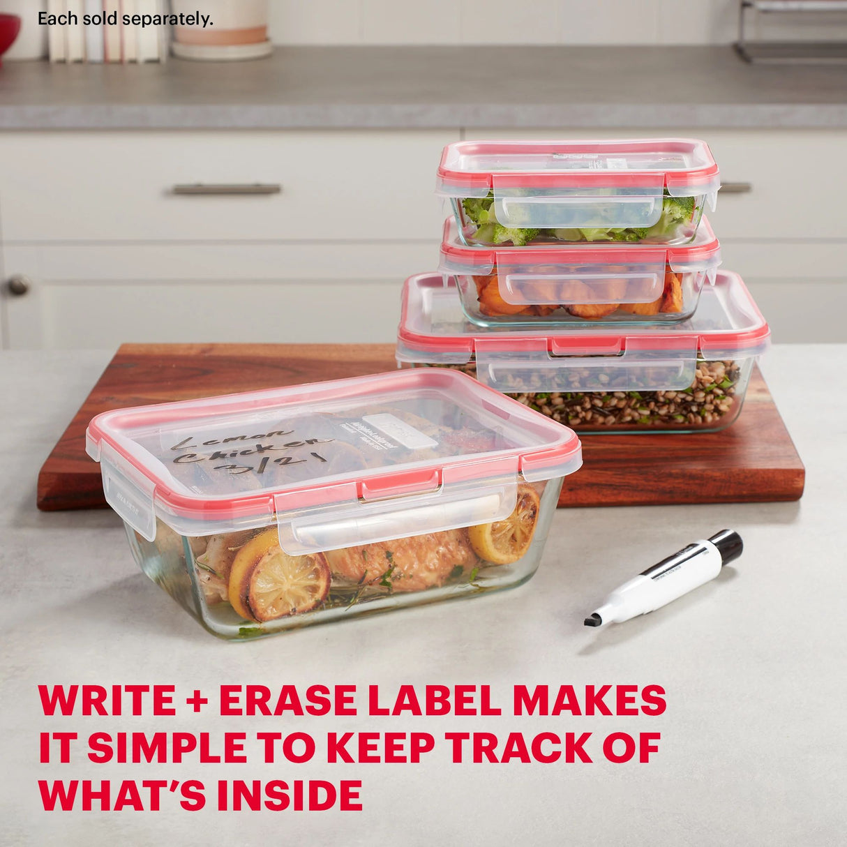 freshlock set with text wrrite & erase label makes it simple to keep track of what's inside