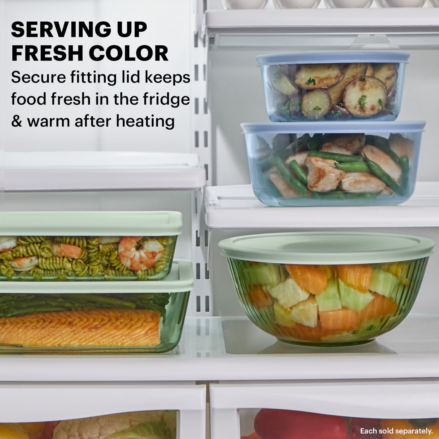 image of Pyrex Colors dishes with text serving up fresh color