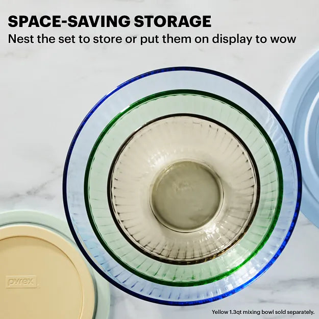 Pyrex Colors text space-saving storage