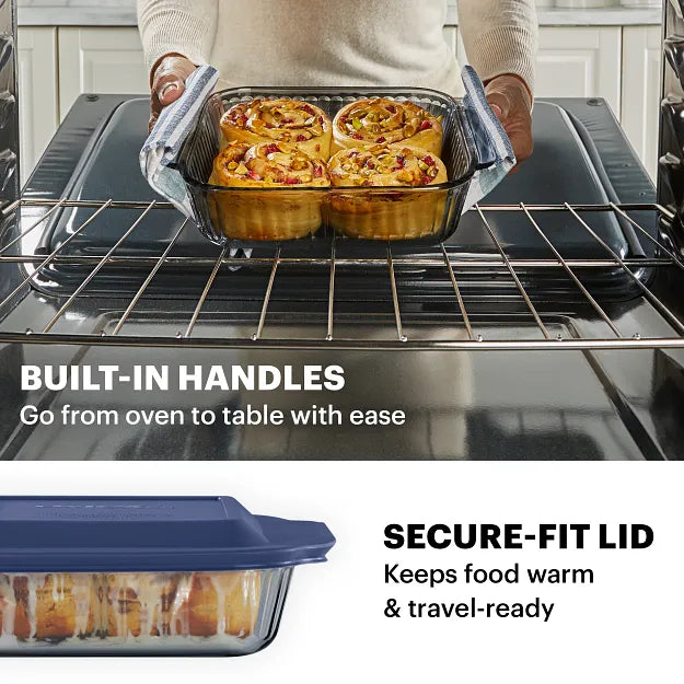 Edit Sculpted Tint Colors Dreams Dreams 8" Square Baking Dish with Lid, Smoke with text Secure Fit Lid