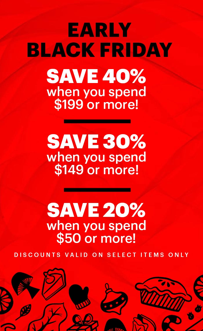Black Friday sale advertisement with discounts on a red background