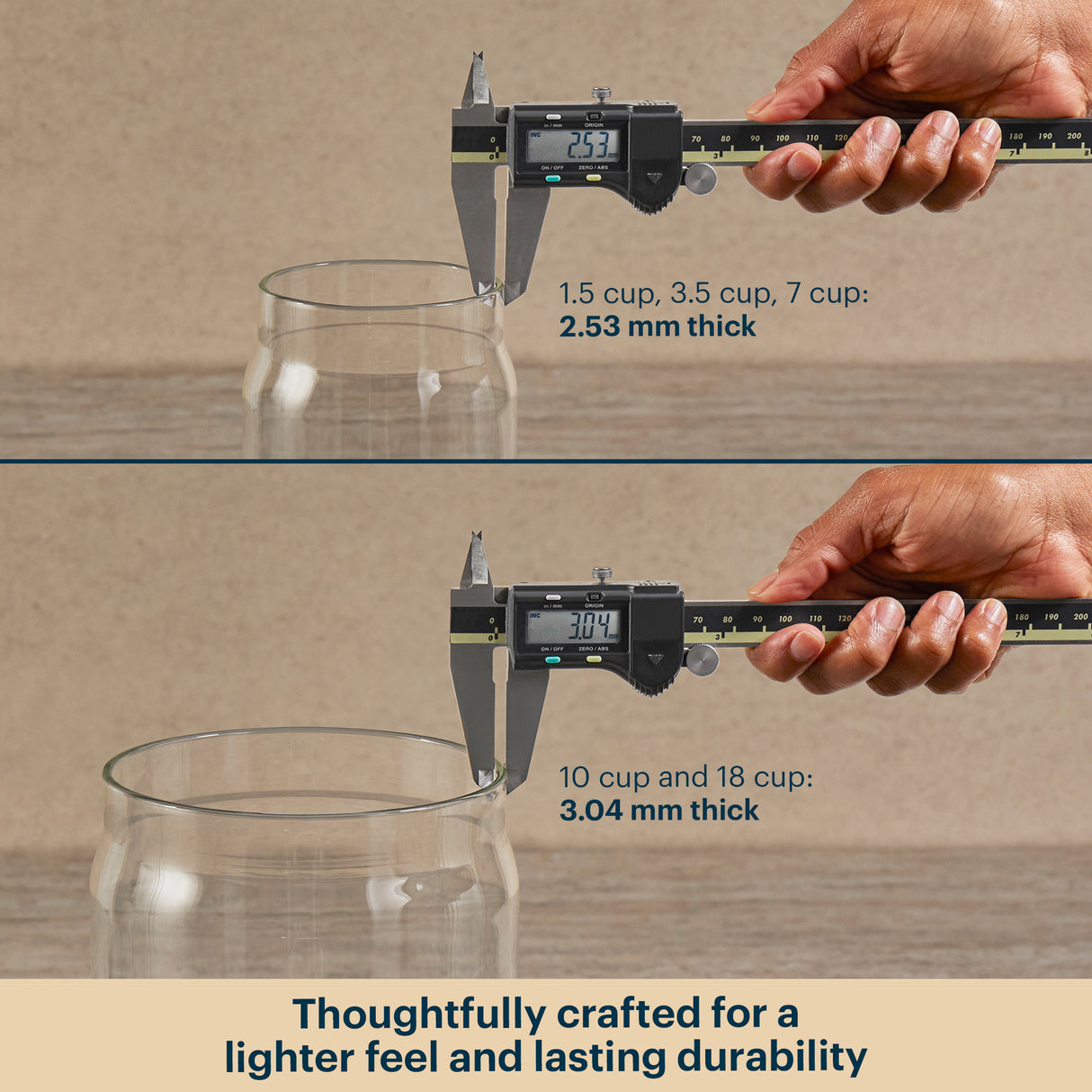 Pyrex glass canister showing glass thickness