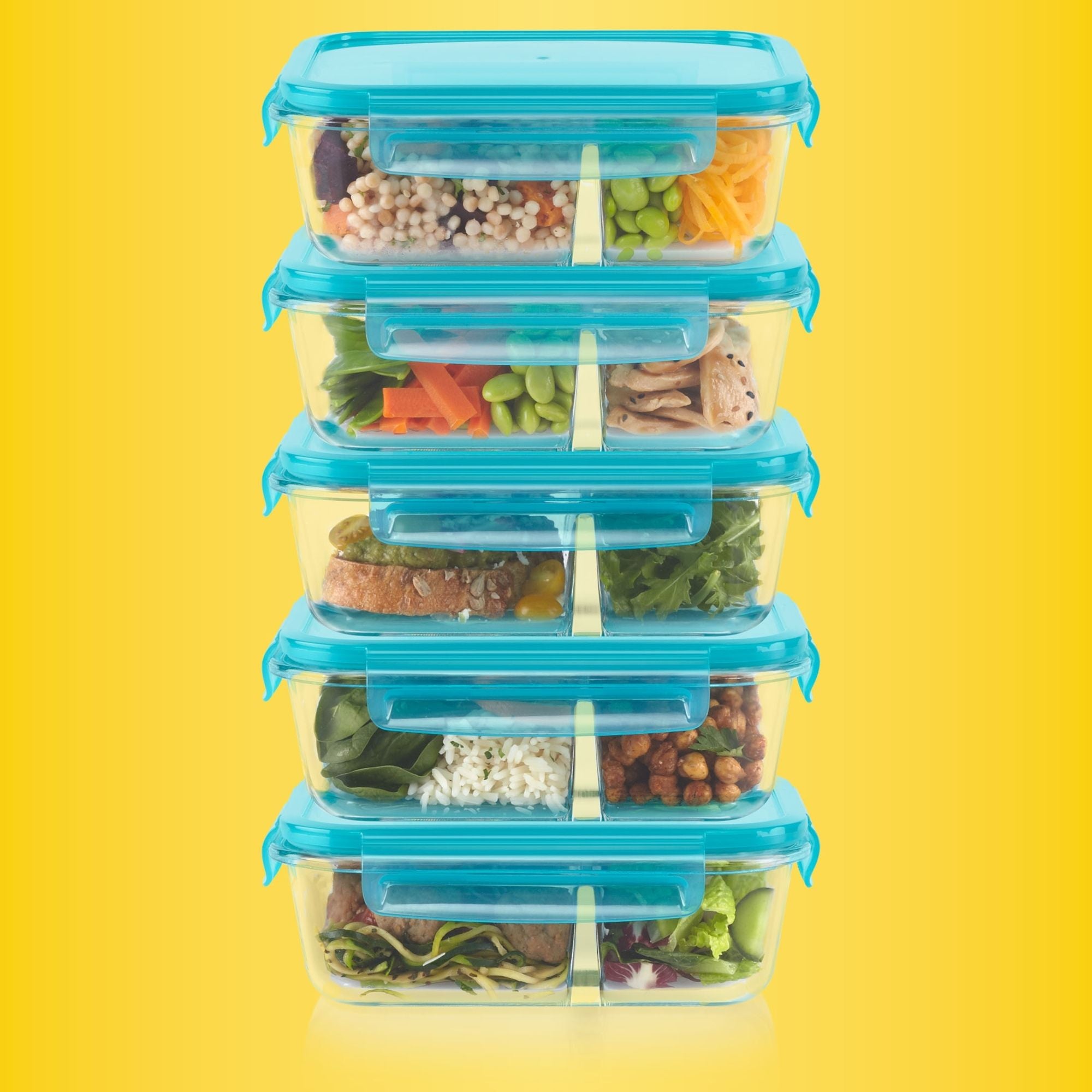 Pyrex100周年 全色 5個セット 食品保存容器 4 CUP 950mL Pyrex® MealBox 10-Piece Divided Storage Set, 4 Cup