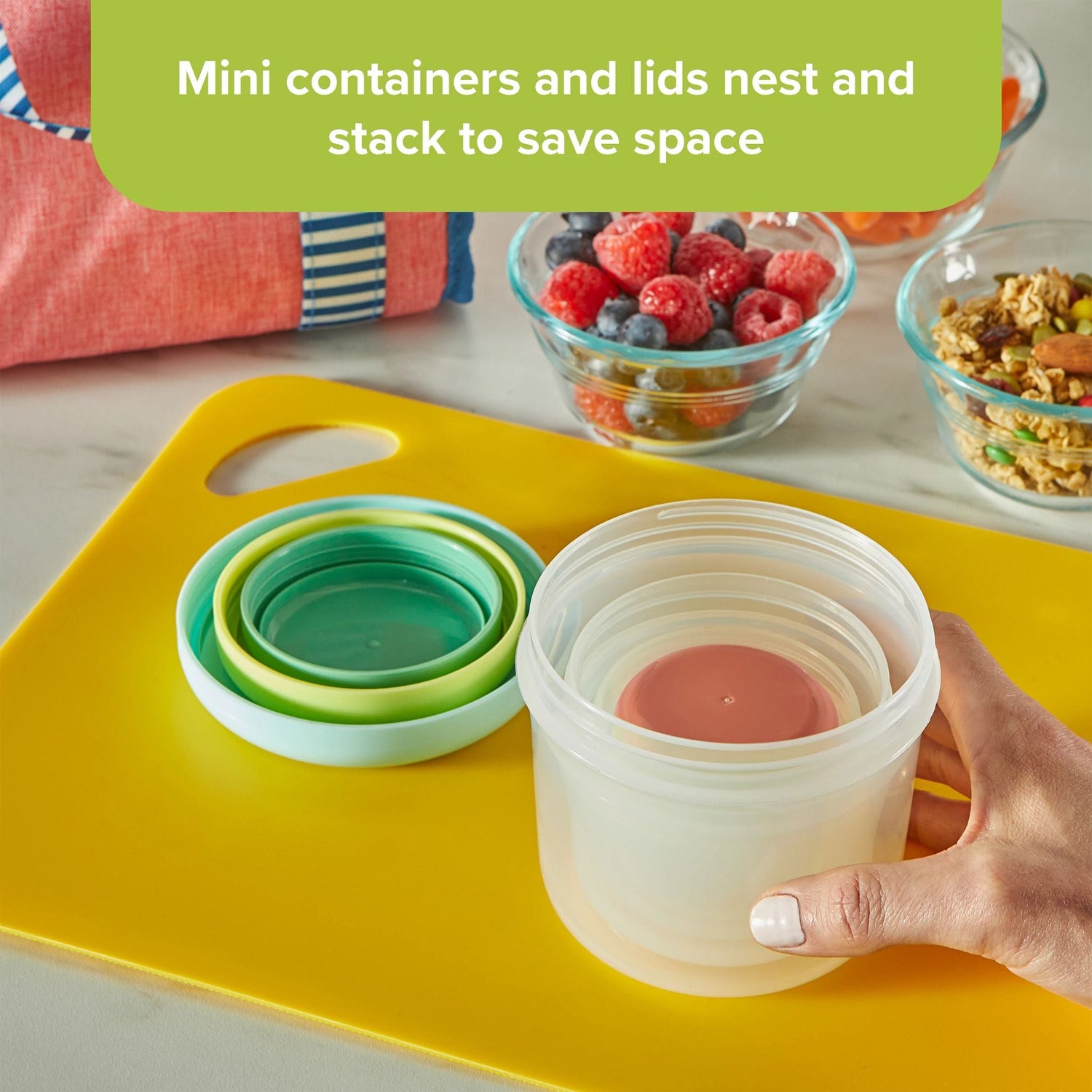 Meal Prep Mini 8-piece Plastic Storage Set stacked inside each other -