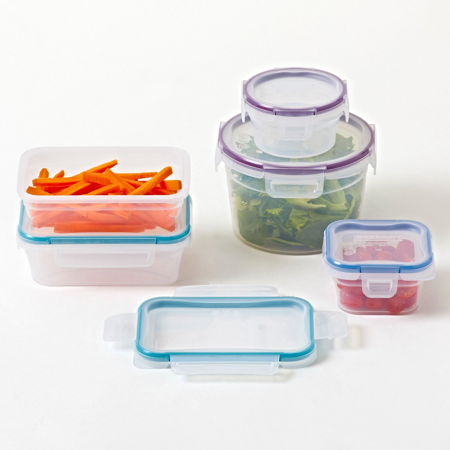 Total Solution® 10-piece Plastic Food Storage Container Set with food inside