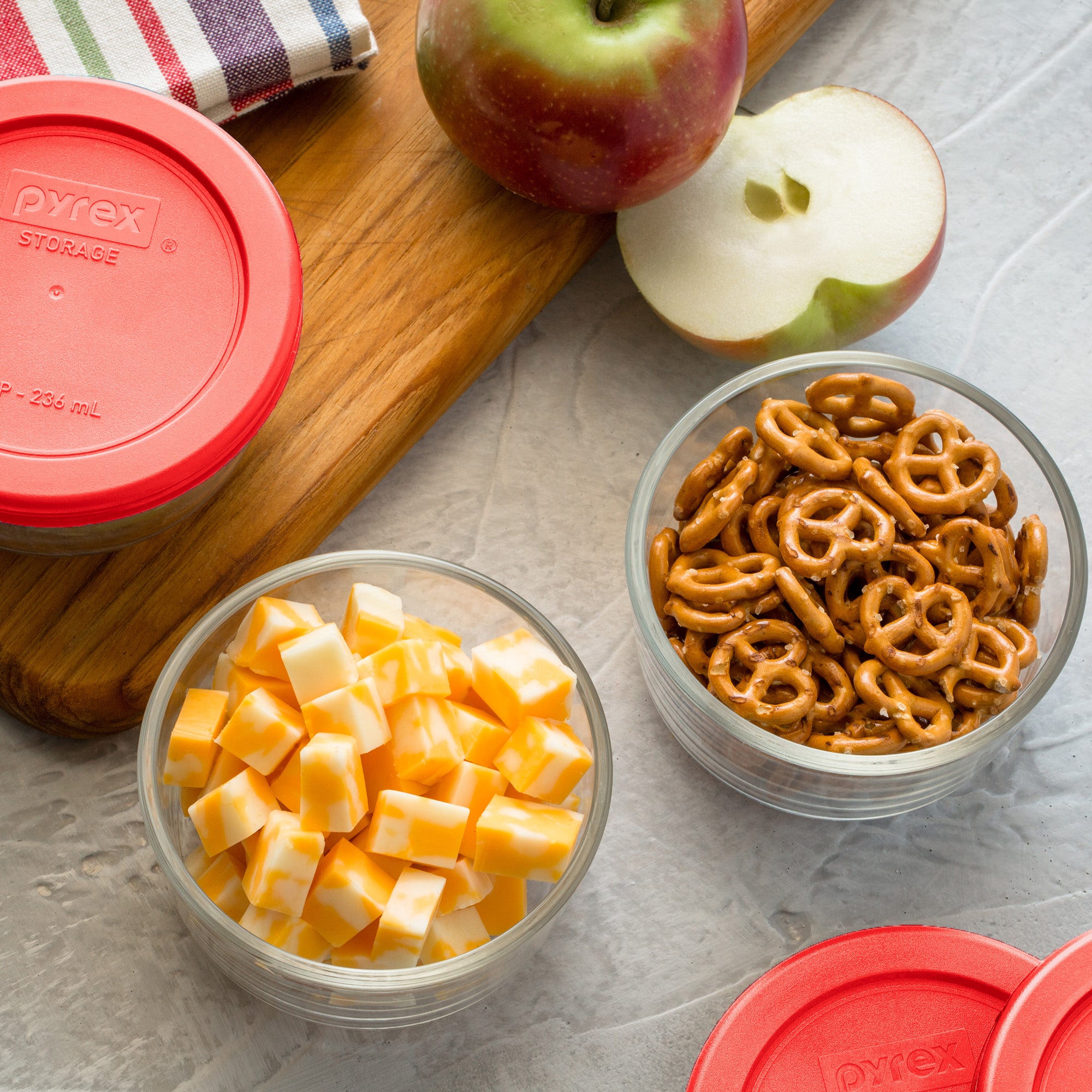 Pyrex® Simply Store® 6-piece Glass Food Storage Container Set with Red