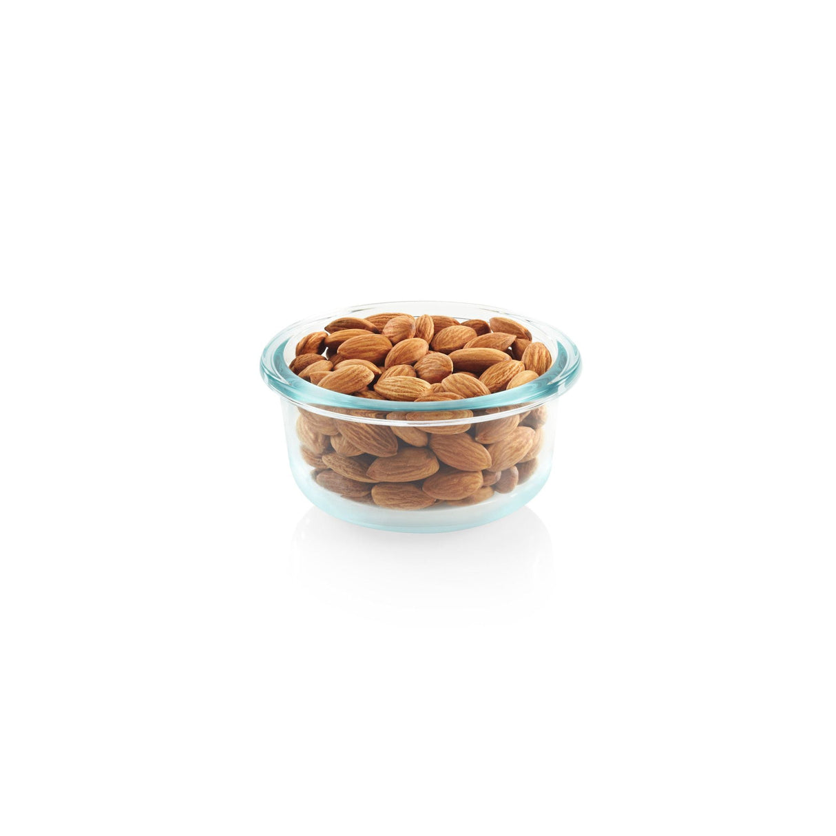  Total Solution Pyrex 1-cup Round Glass Food Storage with almonds inside