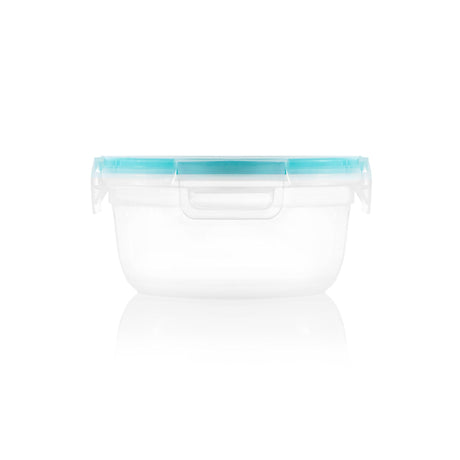  Total SolutionRound 3.86 Cup Plastic Food Storage with Teal lid - side view
