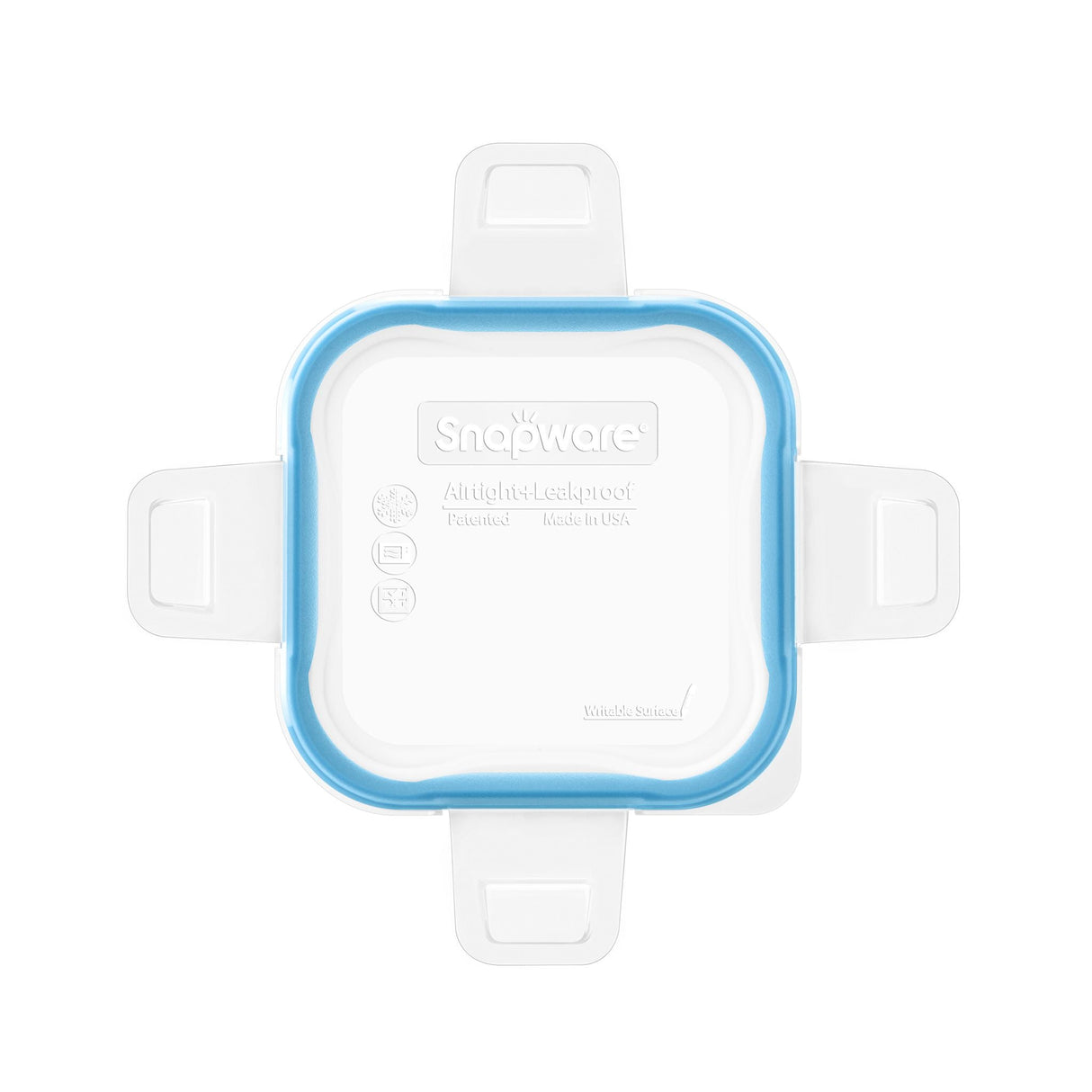 Total Solutions Square Small Plastic Lid with Light Blue Seal 