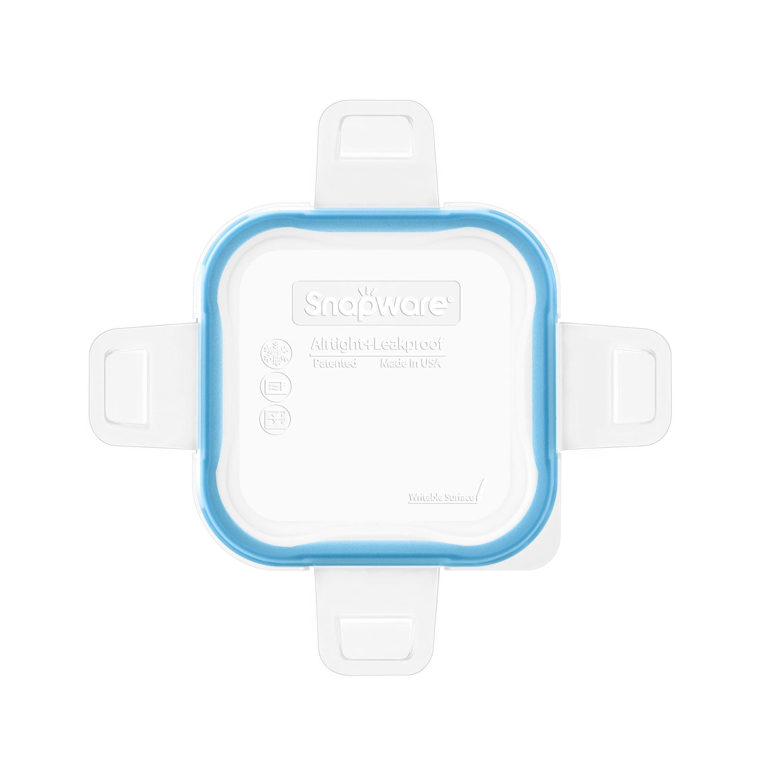 Total Solutions Square Small Plastic Lid with Light Blue Seal 