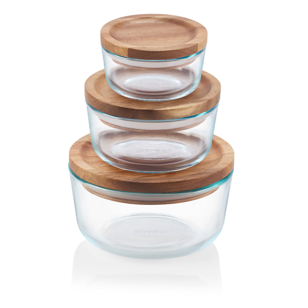 Glass Storage 6-Piece Round Set with Wood Lids