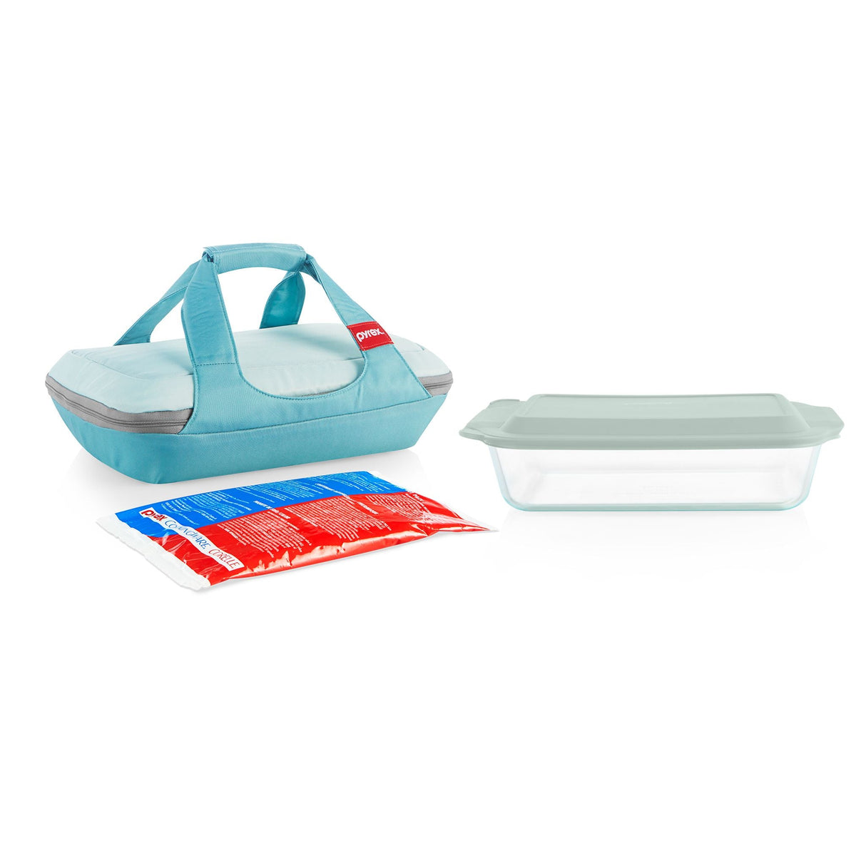 Deep Portable 4-piece Glass Baking Dish Set with Green Sage Lid