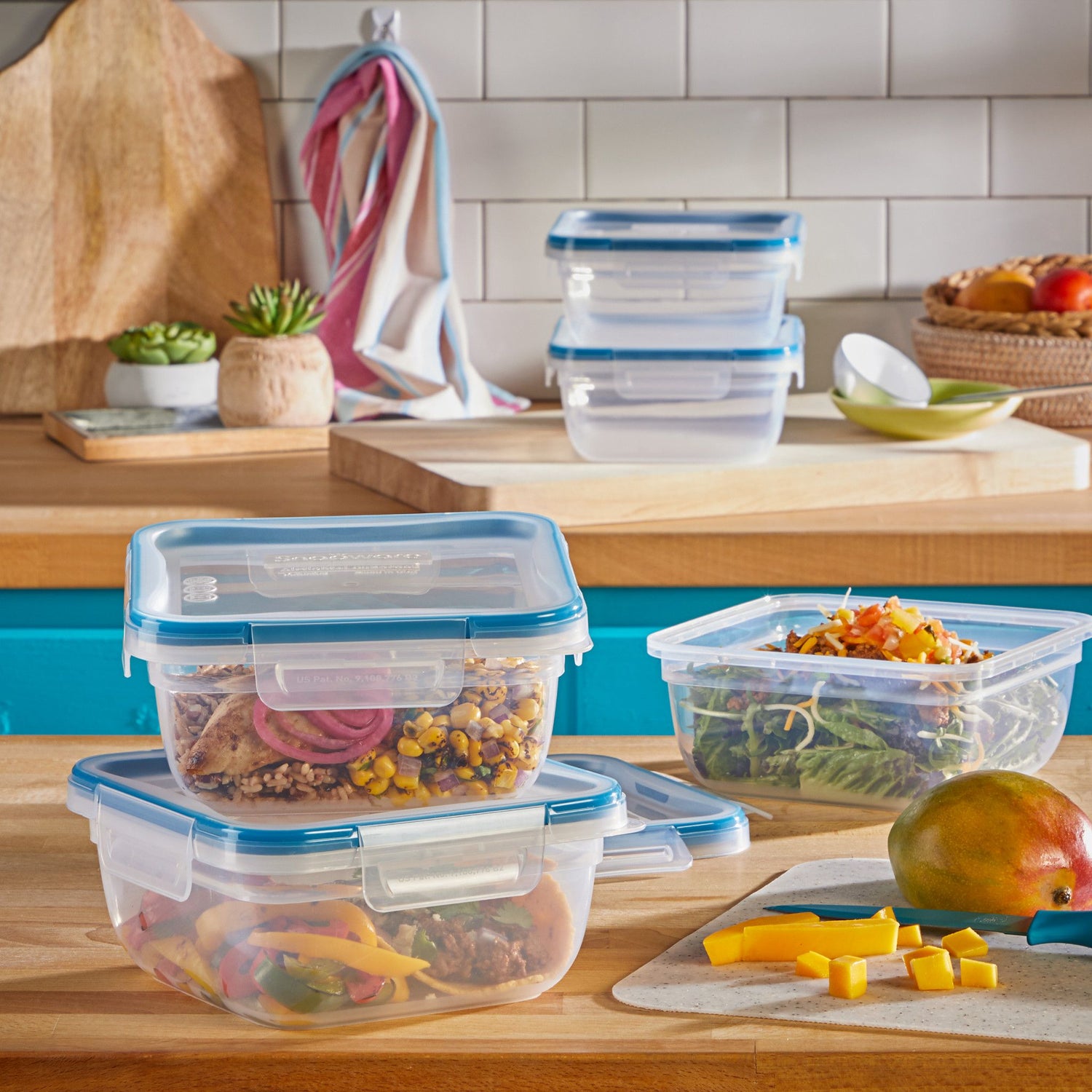  Total Solutions 10-piece 5.5-cup Food Storage Container Set shown the counter with food