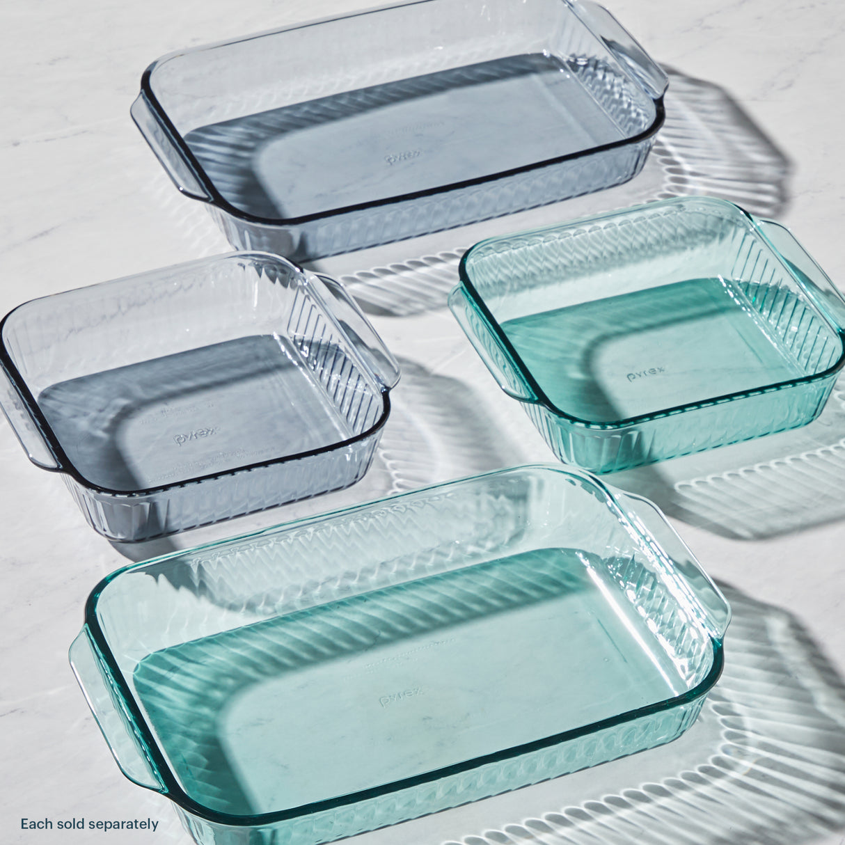 Pyrex® Sculpted Tinted Glass 8" Square Baking Dish with Lid, Aqua