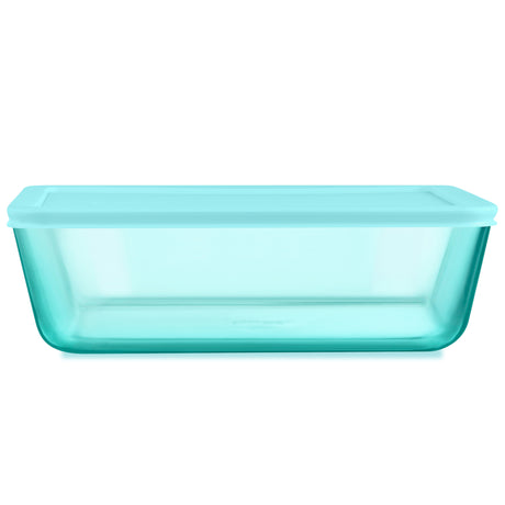 Turquoise plastic container on a white background