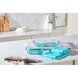 Pyrex® Sculpted Tinted Glass 8" Square Baking Dish with Lid, Aqua