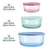 Three plastic containers with lids of different sizes on a white background