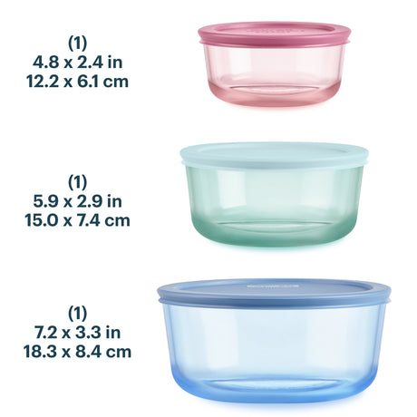 Three plastic containers with lids of different sizes on a white background