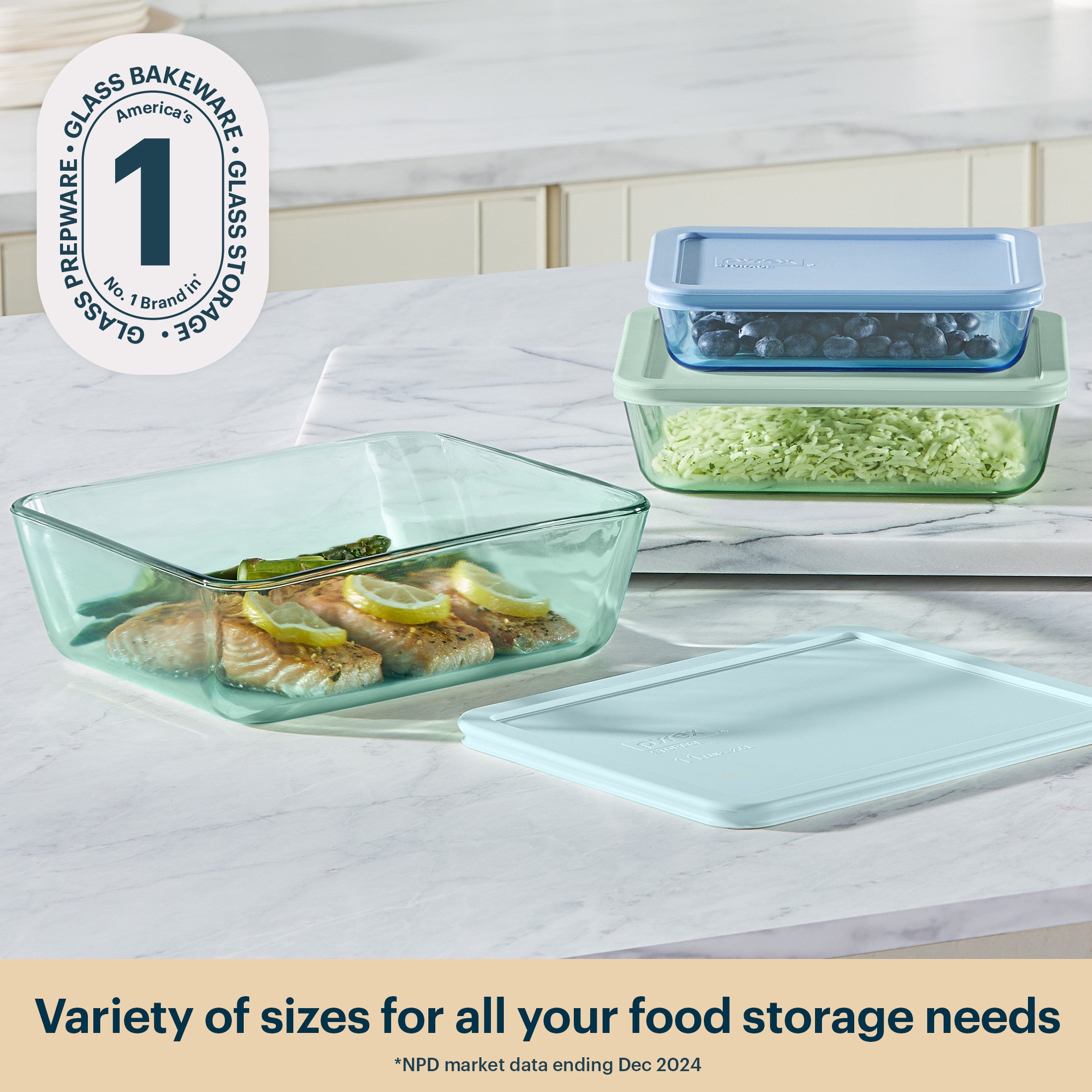 食器 PYREX Pyrex® Simply Store® Tinted Glass Rectangle Storage Containers, 6-pc S
