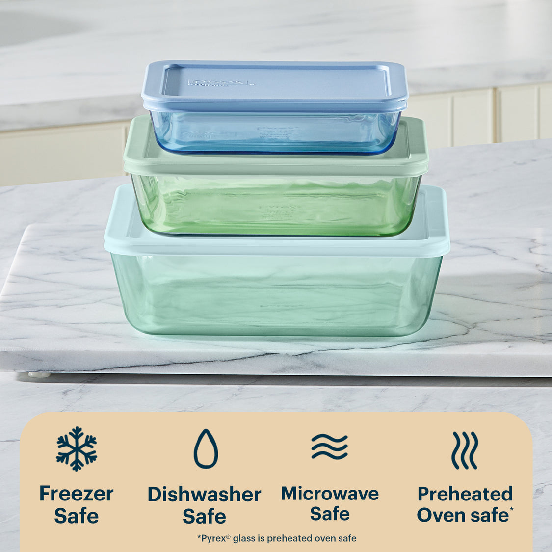 Pyrex Rectangular Bowls Pyrex® Simply Store® Tinted Glass Rectangle Storage Containers, 6-pc S