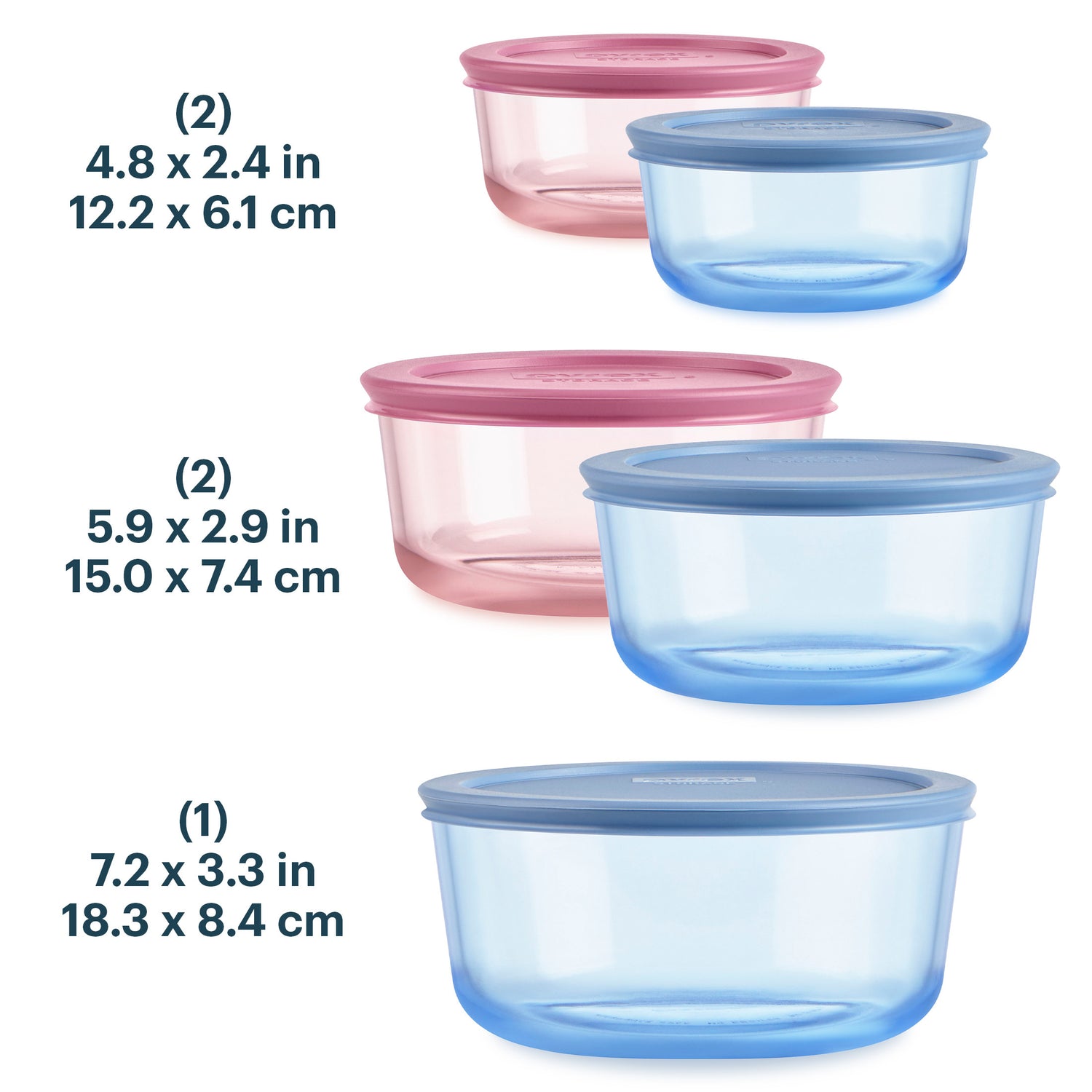 Pyrex® Simply Store® Tinted Glass Round Storage Containers, 10-pc Set,
