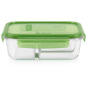 Pyrex MealBox 4-Cup Divided Glass Food Storage Container with Green Lid