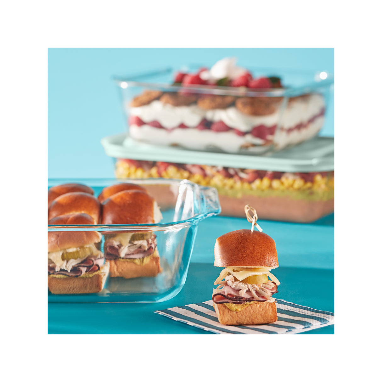Pyrex® Deep 6-piece Glass Baking Dish Set with Green Sage Lids