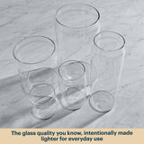 Pyrex glass canisters on a kitchen counter