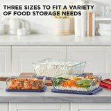  Simply Store® 6-pc Rectangular Storage Set on counter with food &amp; text 3 sizes to fit variety of food needs