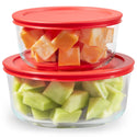 Pyrex Storage 4-Piece Set with Red Plastic Lids
