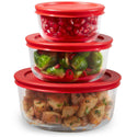 Pyrex Storage 6-Piece Round Set with Red Lids