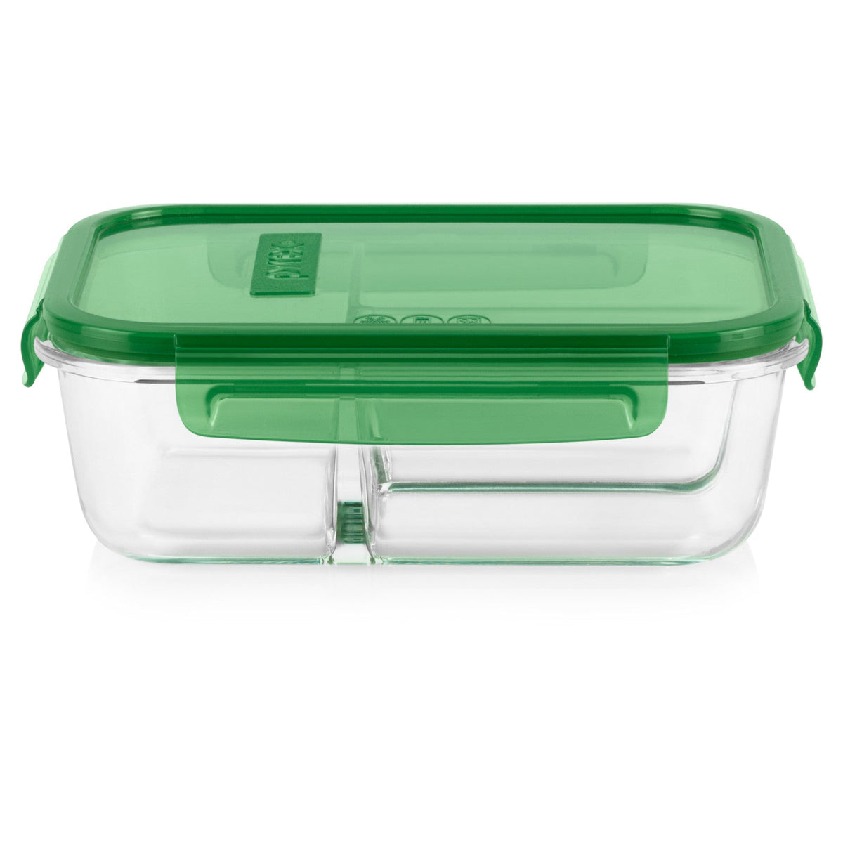 Glass Box Pyrex Pyrex® MealBox™ 5.5-cup Divided Glass Food Storage Container with Gree