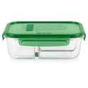 Pyrex MealBox 5.5-Cup Divided Glass Food Storage Container with Green Lid