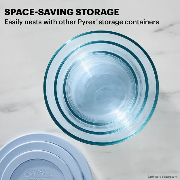  Simply Store® Tinted 4-cup Round Storage with Blue Plastic Lid  with text Space Saving Storage