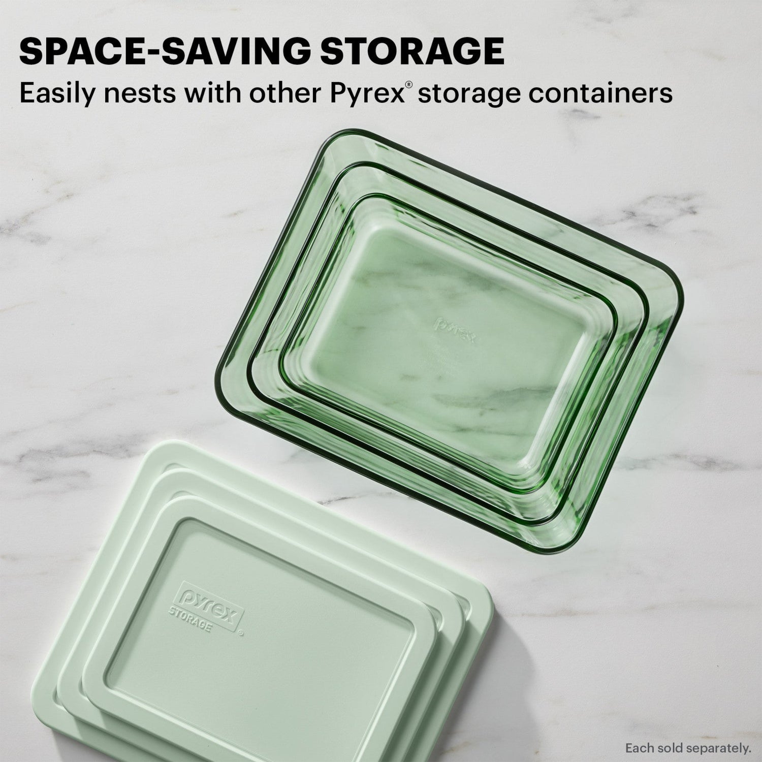 Space Saving Storage easily nest with other Pyrex storage containers - image glass storage containers - various sizes