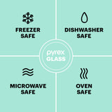 text pyrex glass freezer, dishwasher, microwave & oven safe