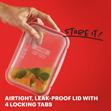  Freshlock 2 cup Rectangle Glass Storage with text airtight, leak-proof lid &amp; 4 locking tabs