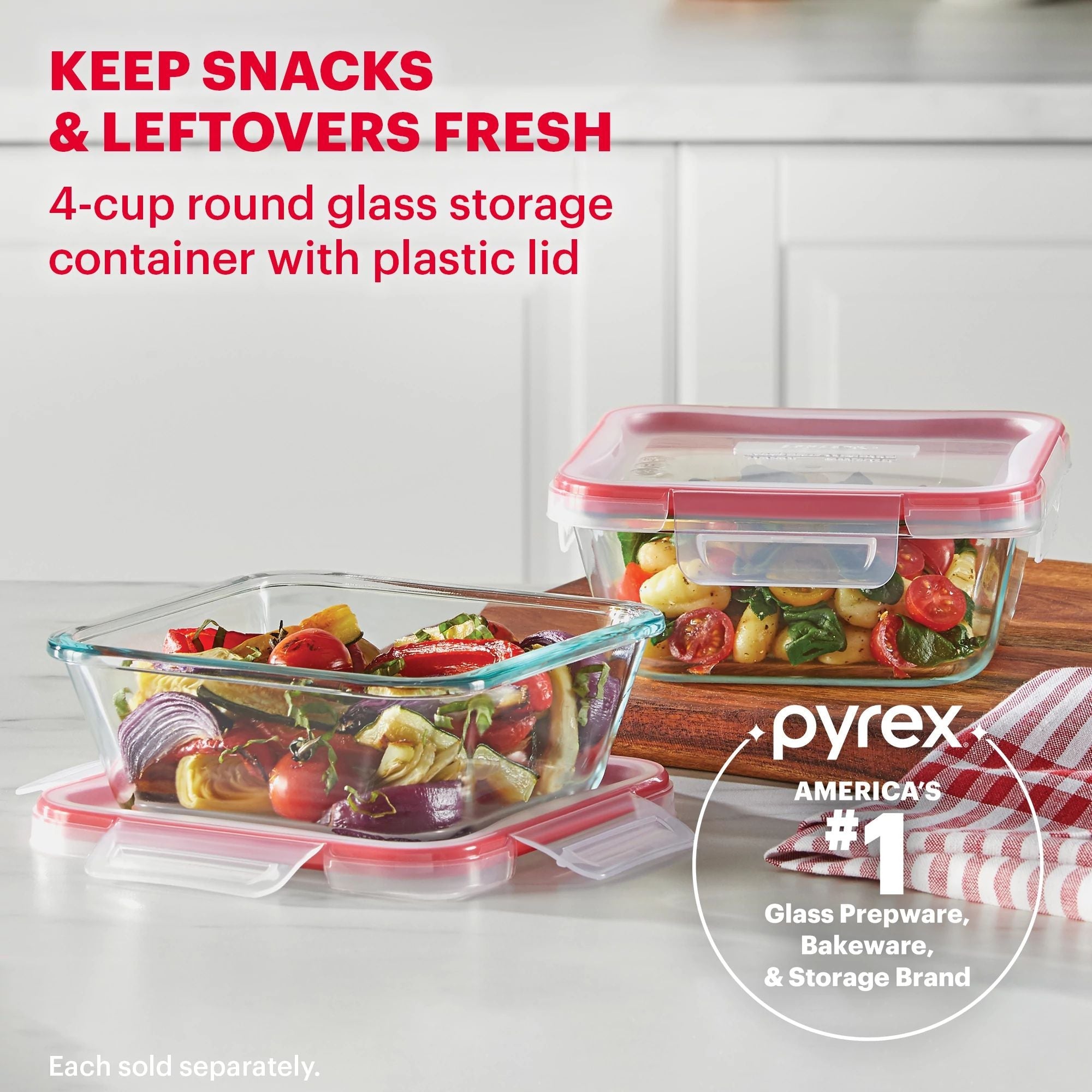 Pyrex リフリジレーター　M２個　Ｓ４個　グーズベリー Pyrex® Freshlock™ 4-cup Square Glass Storage