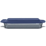 Colors Sculpted Tinted Dreams 9" x 13"Baking Dish with Plastic Cover, Smoke