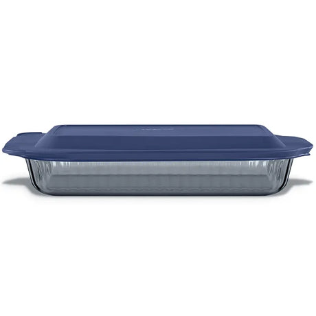 Colors Sculpted Tinted Dreams 9" x 13"Baking Dish with Plastic Cover, Smoke