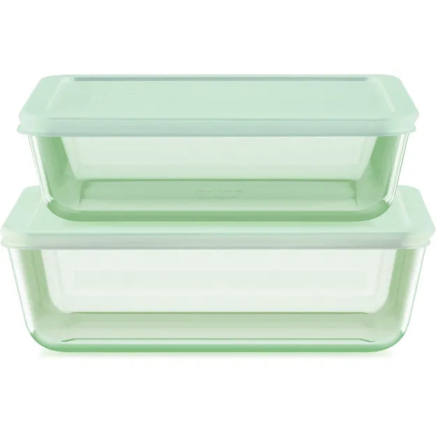 Pyrex® Simply Store® Tinted 4-piece Rectangle Storage Set with Green P