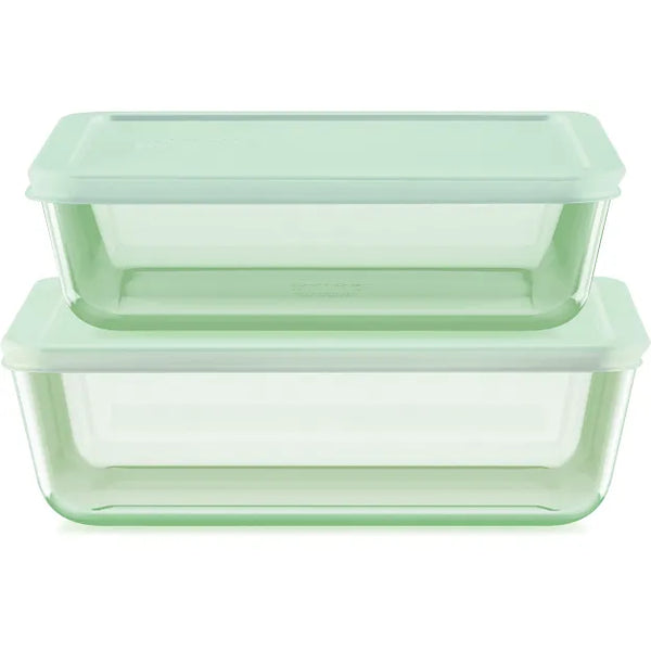 Pyrex® Simply Store® Tinted 4-piece Rectangle Storage Set with Green P