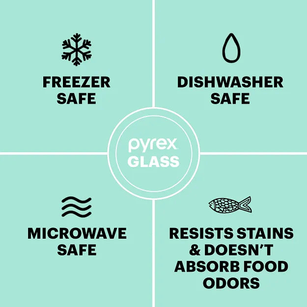  text that says freezer, dishwasher, microwave safe &amp; resisists stains and doesn't absorb odors