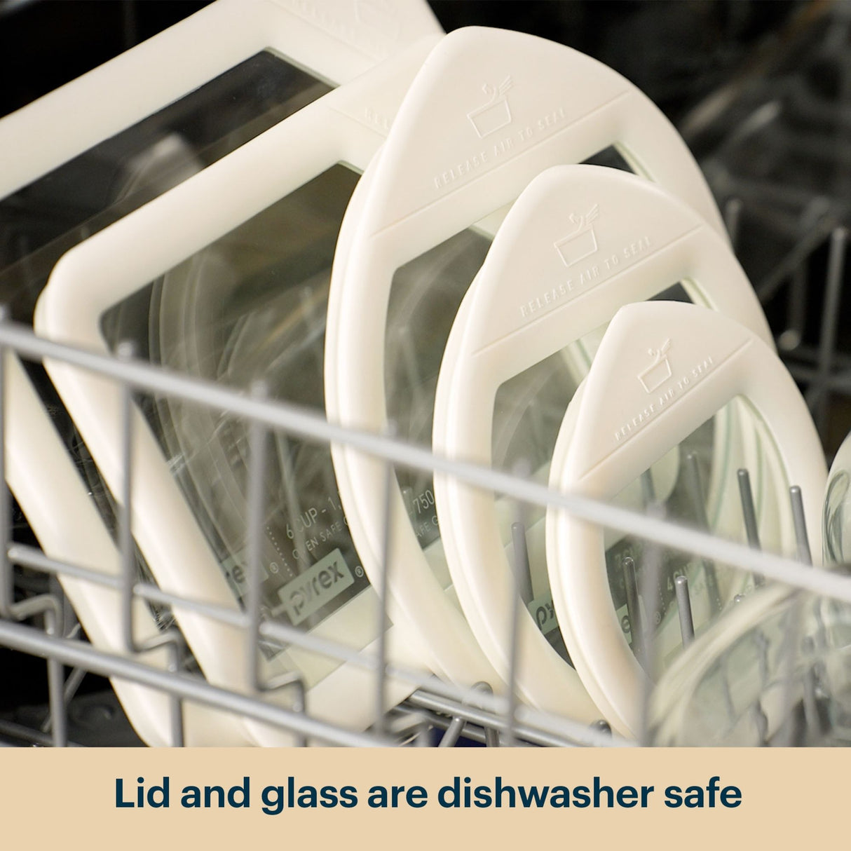 Clear Pyrex lids in a dishwasher.