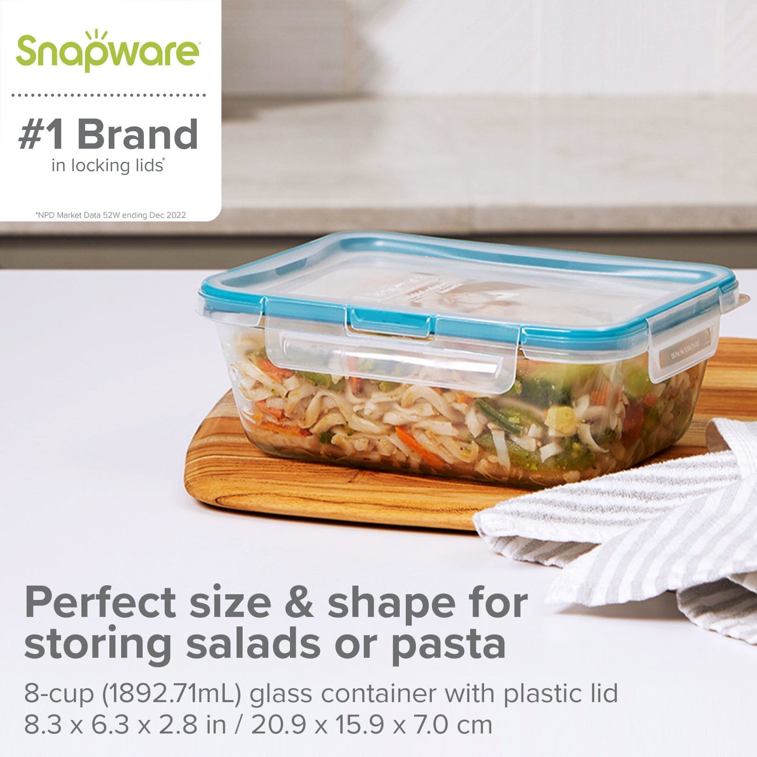 Snapware® Total Solution® Pyrex® Glass 8-cup Rectangle Food Storage wi