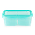 8.5-cup Meal Prep Divided Rectangle 4-section Storage Container with aqua lid